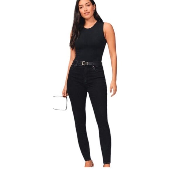 NWT Abercrombie & Fitch Curve Love High Rise Skinny Jean Black- Size 4 (27R) - Picture 2 of 8